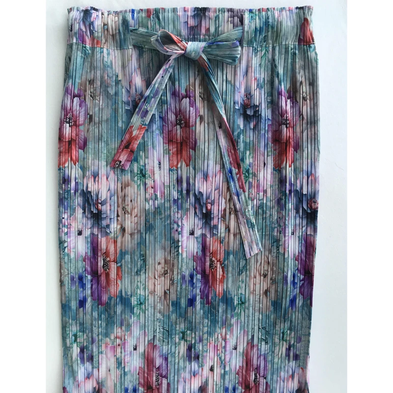 Женская юбка с высокой талией, летняя плиссированная юбка с бантом и поясом, большие размеры