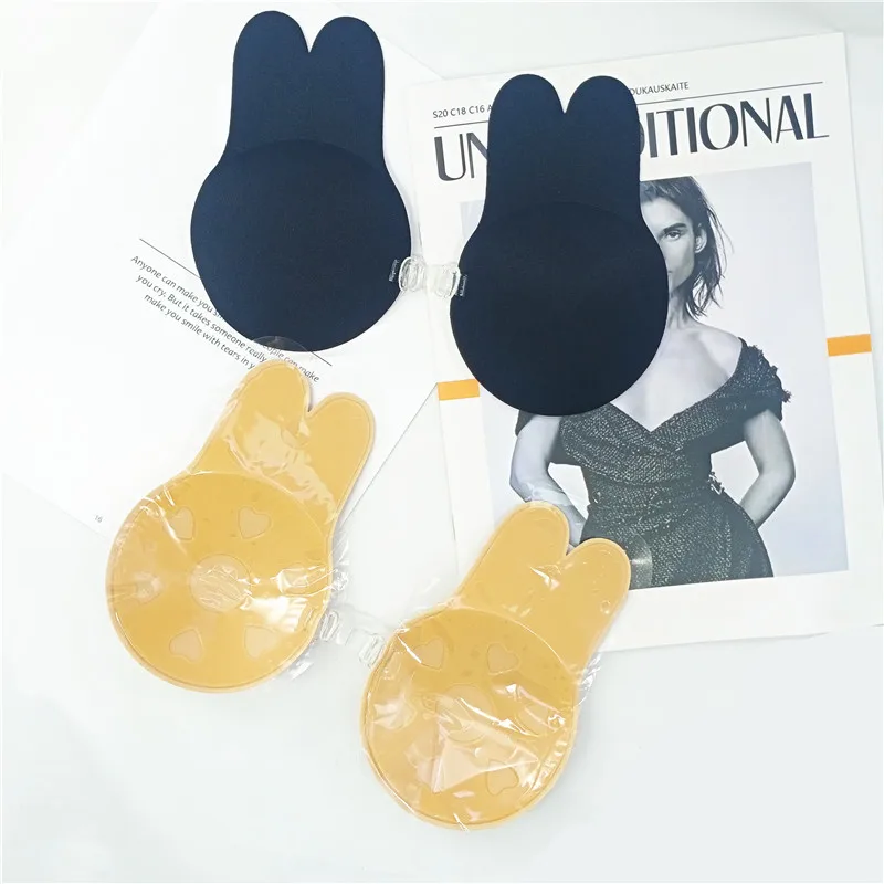 Silicone Rabbit Nipple Covers With Clips Adhesive Stick On Bra Wide Back Wing Bras with Hooks