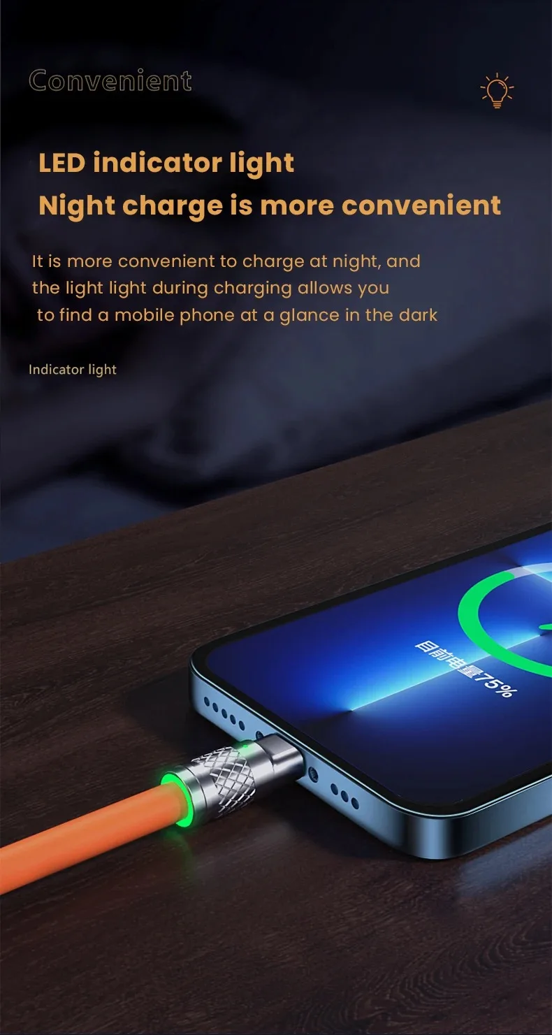 120W 6A 3 in 1 Fast Charging Type C Cable Micro USB for iPhone Charging Cable For Samsung Huawei Xiaomi Phone Charger USB Cable