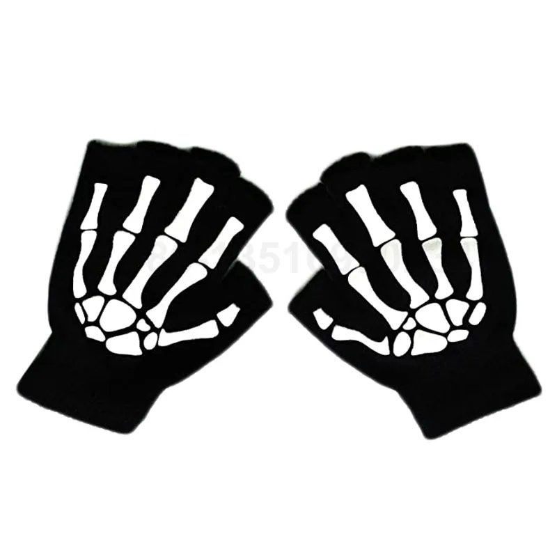 Fluorescence Acrylic Fingerless Gloves Winter Half Finger Epoptic Mittens