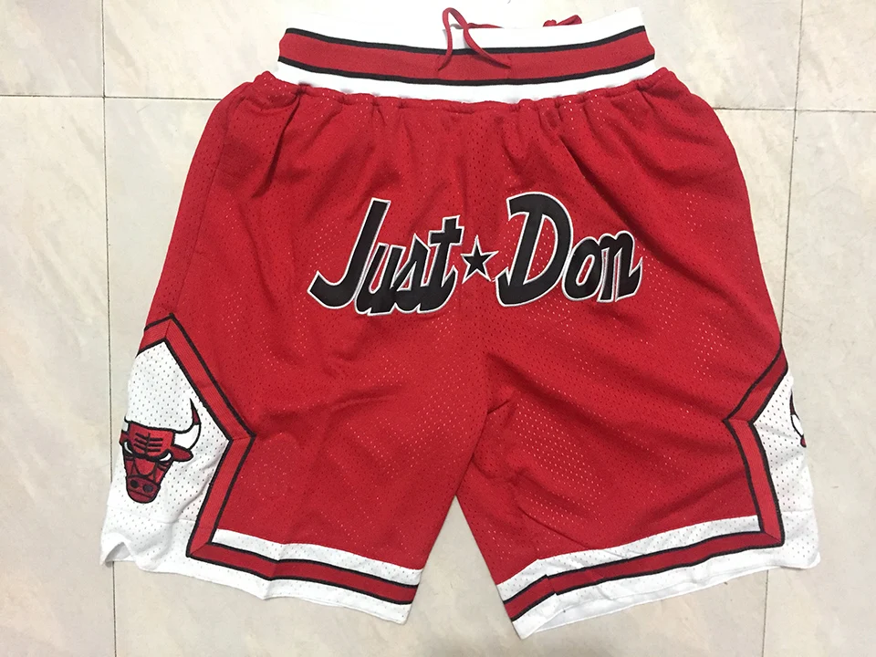 Heat  Bulls basketball shorts wholesale pocket zipper embroidered mesh basketball shorts