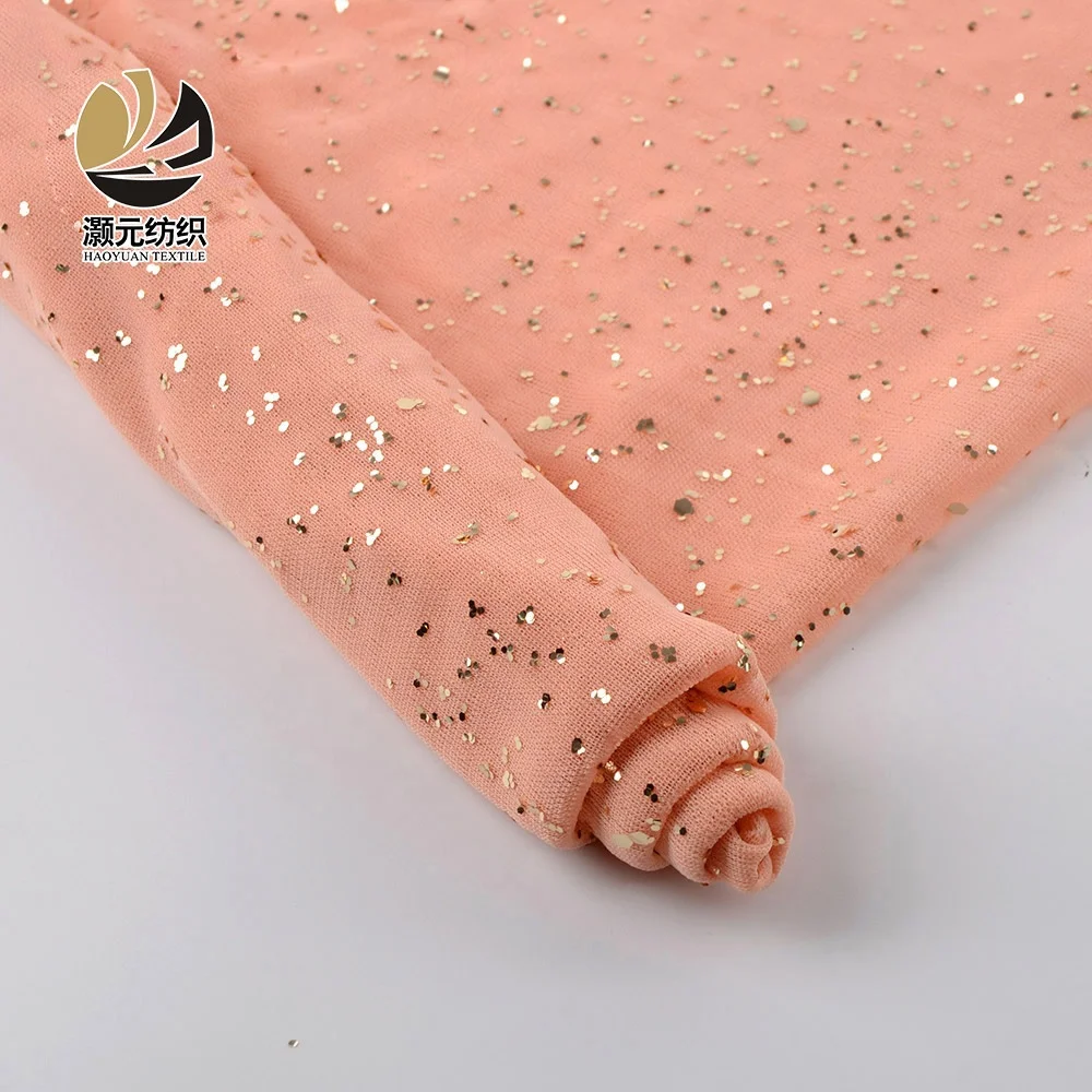China factory wholesale high quality excellent knit shiny polyester glitter fabric for wedding dress