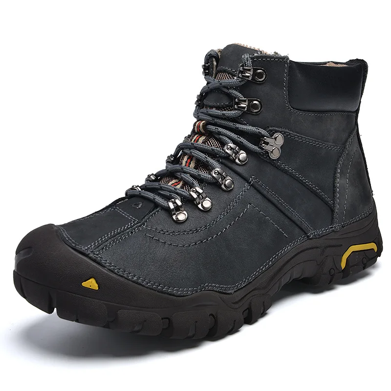 Custom LOGO Big Size Male Mountain Climbing Shoes Waterproof Anti-slip leather mountaineering boot