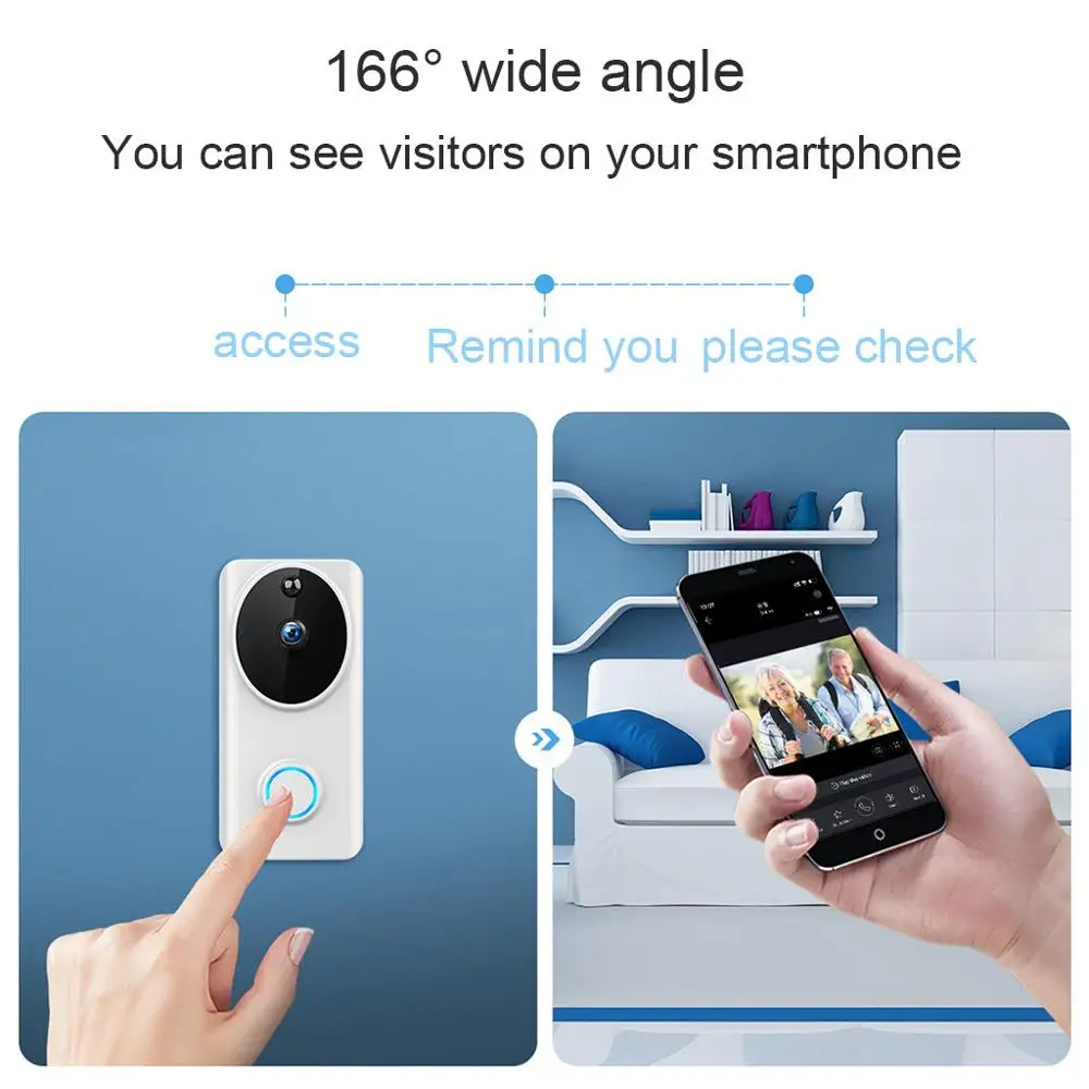 L9 Video Door Bell Camera Smart Doorbell Wireless WiFi 720P/1080P DoorBell Smart Video Phone Visual 2-Ways Audio Secure Camera