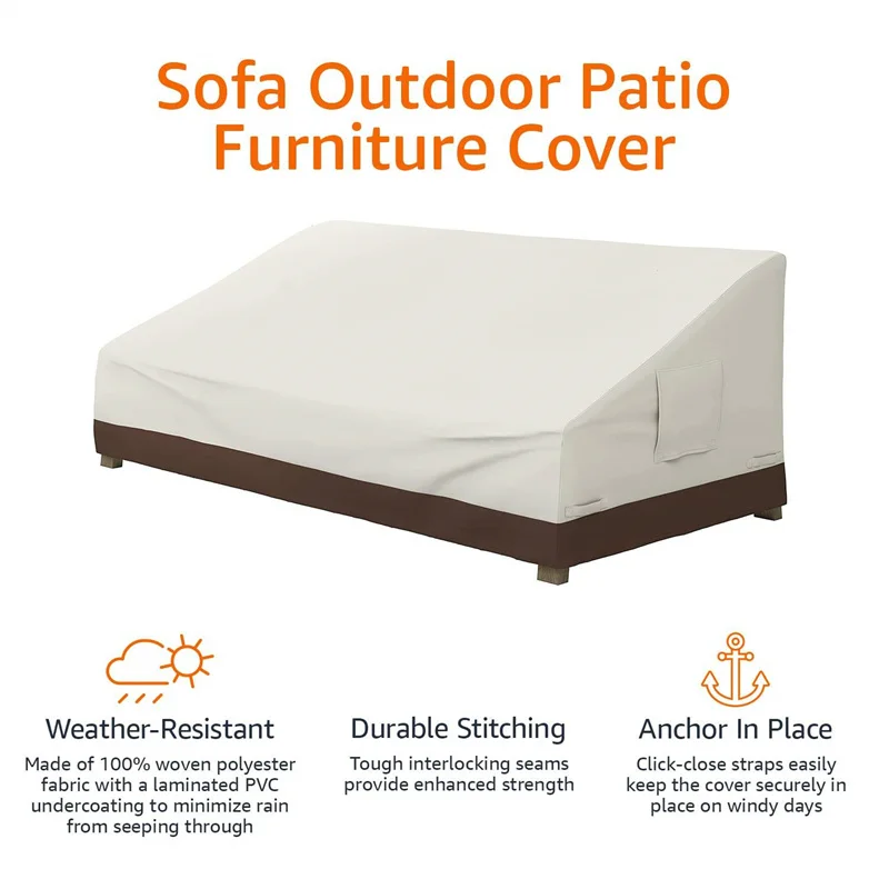 Waterproof 3-Seater Outdoor Sofa Cover Oxford 600D Heavy Duty Patio Sofa Cover