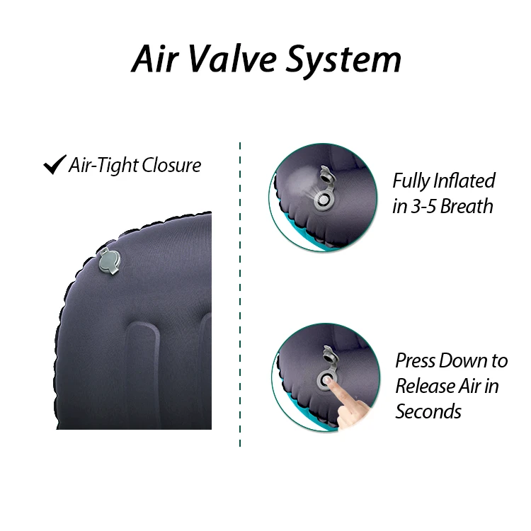 Waterproof Airplane Camping Sleep Soft Neck Support 50D Micro Fiber Inflatable Touris Pillow Cooling Foldable Inflatable Pillow