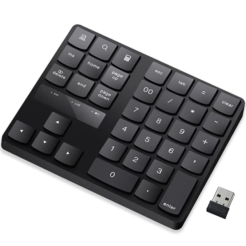 Rechargeable Mini Wireless Number Pad 35 Keys 2.4G Wireless Numeric Keypad Wireless Numeric Keyboard with Nano Receiver