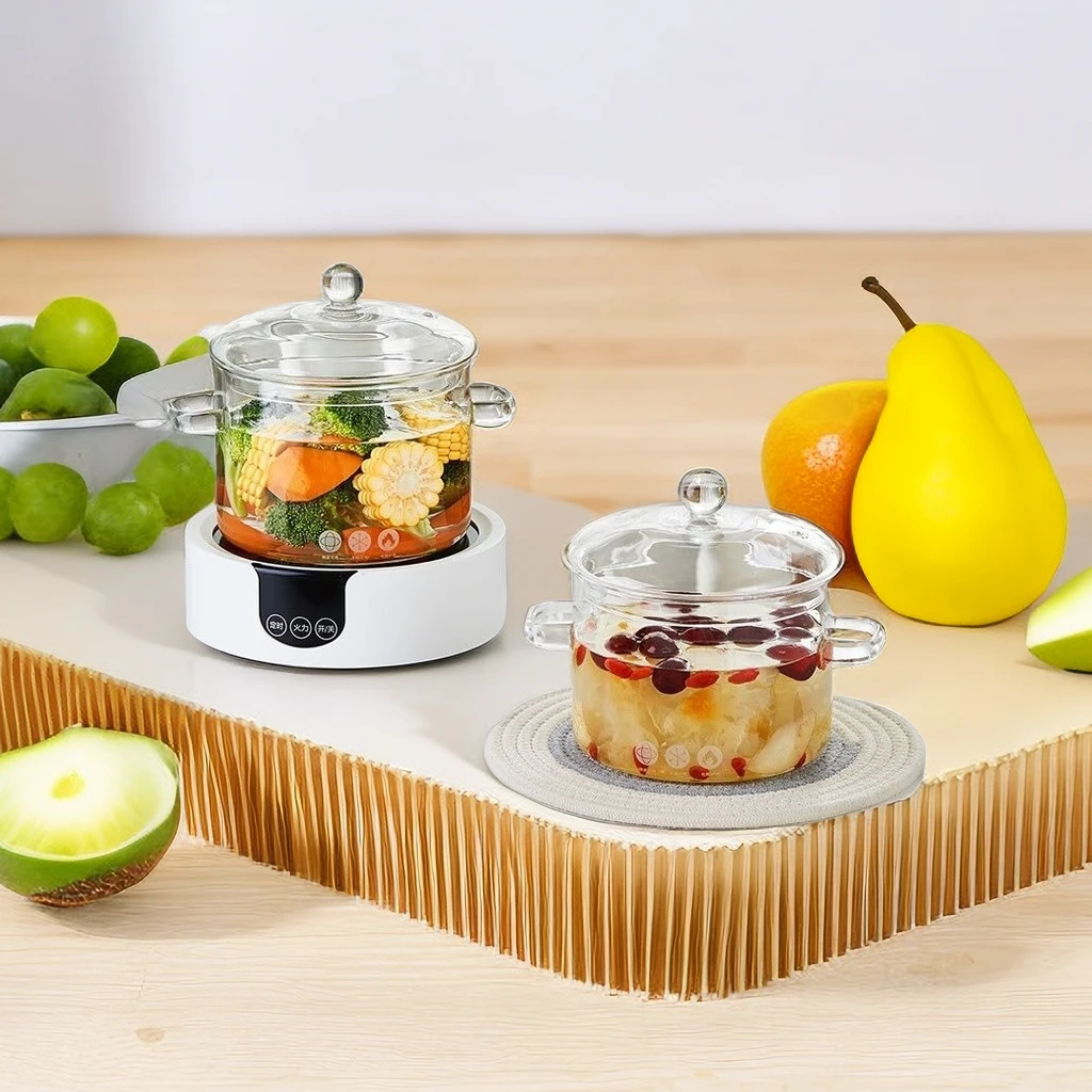 High Borosilicate Large Capacity Glass Simmer Pot With Lid And Handle For Cooking And Boiling Delicious soup glass casserole set