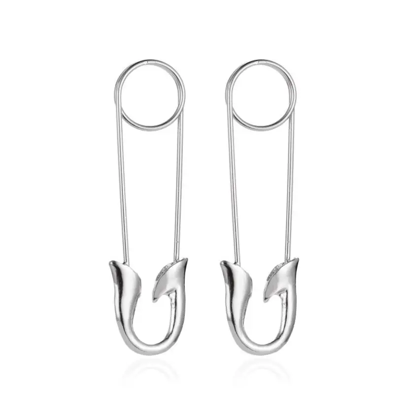 
Wholesale Modern Stylish Casual Gold Plated Stainless Steel Punk Goth Safety Big Pin Earrings 