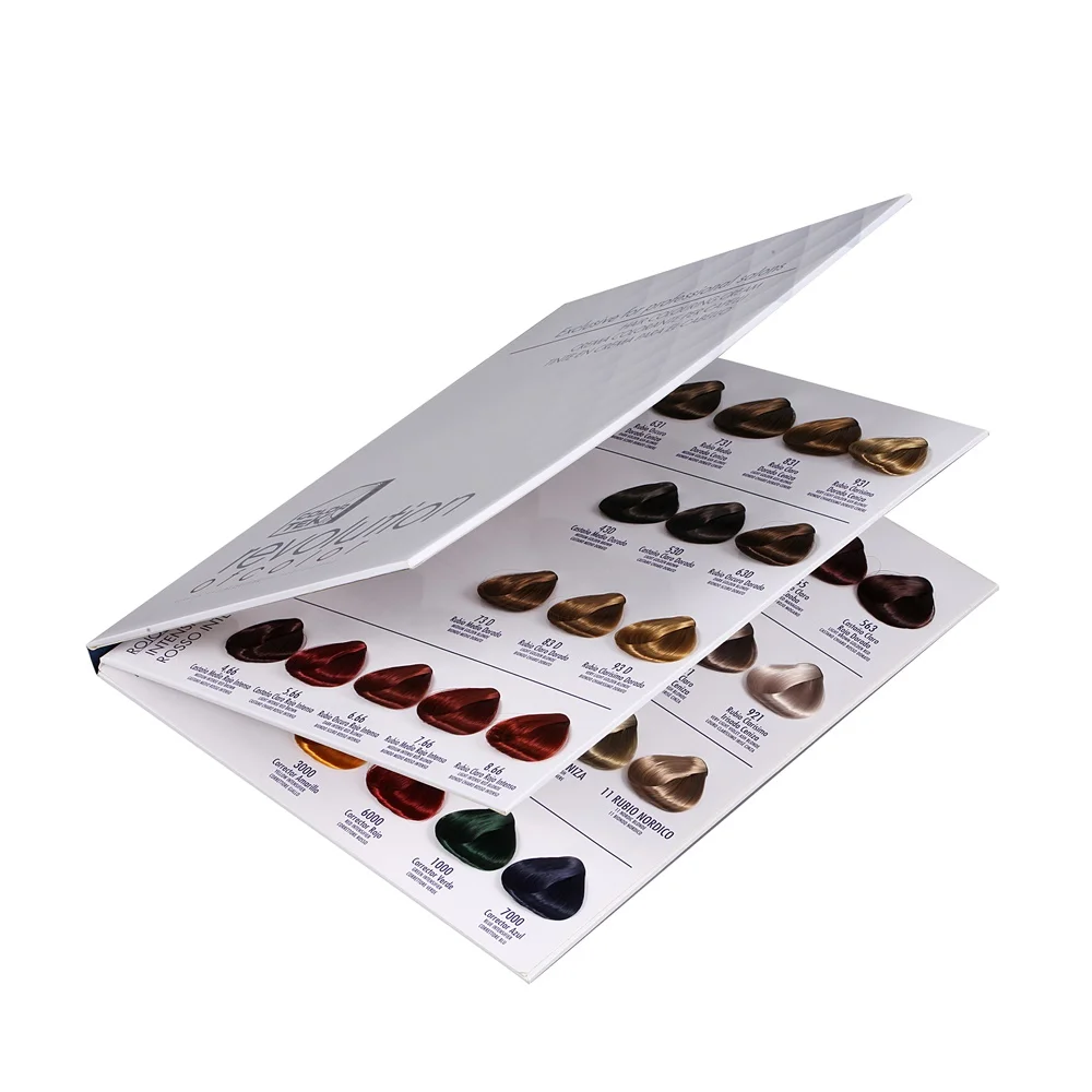 Customized color retention book-type hair dye color swatch chart for display