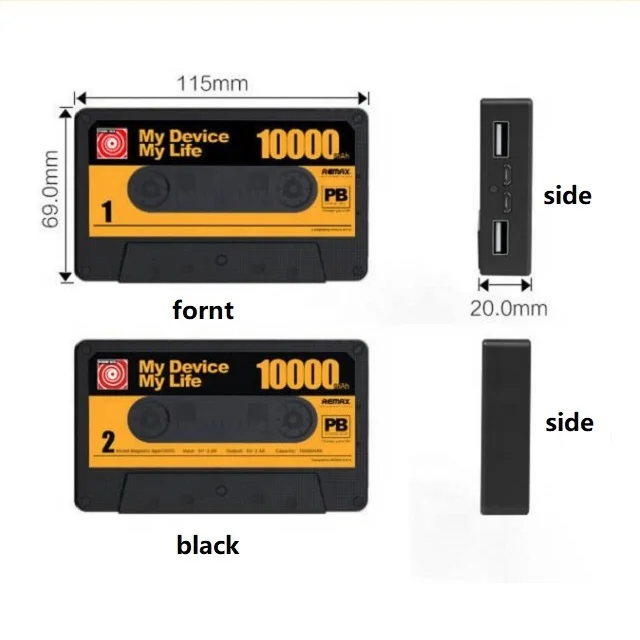 Popular hot sale Magnetic tape shape power bank, personalized design 10000mAh 2USB ports for mobile phone