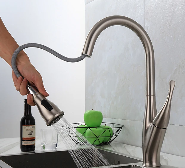 KEDAH Factory cUPC NSF Lead Free Single Handle Pull Out Kitchen Faucet Hot Cold Kitchen Sink Mixer Water Tap