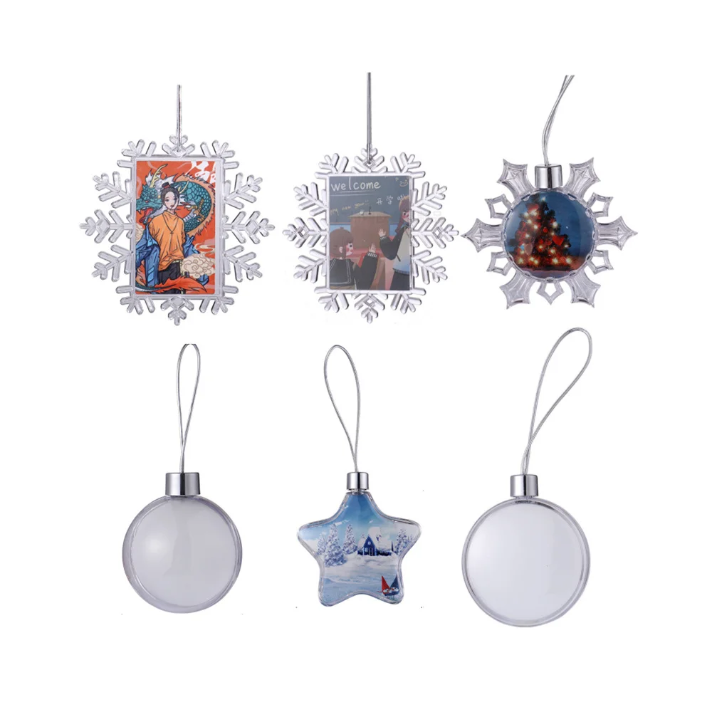 Sublimation Blank Christmas Ball Snowflake Christmas Ornaments Xmas Tree Home Decoration For Thermal Transfer Print