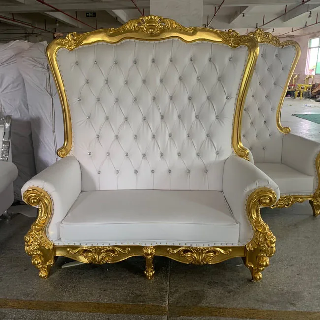New style Cheap price two seat throne sofa luxury king queen sofa chair leather throne chairs