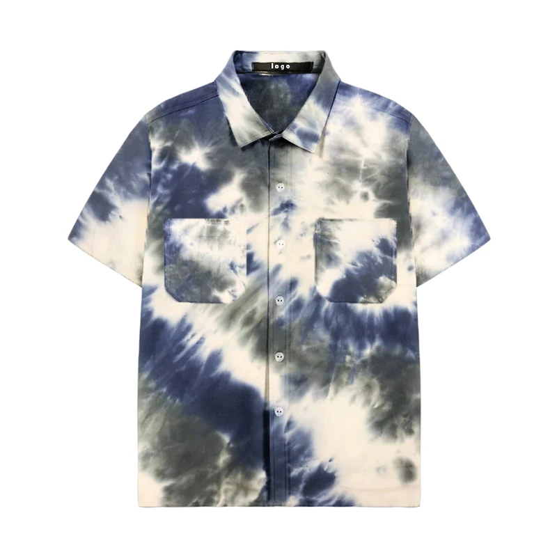 Tie Dye DIY Custom Colors Buttons Rayon Fabric Good Hang Feeling Casual Wear Hawaiian Shirts