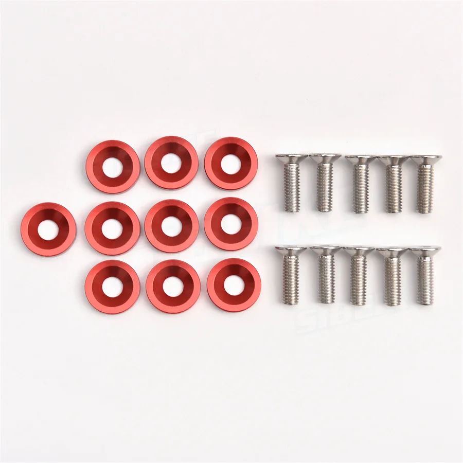 Universal 10PCS M6 Car Styling Modification JDM Sticker Password Fender Washer License Plate Bolts Auto Accessories