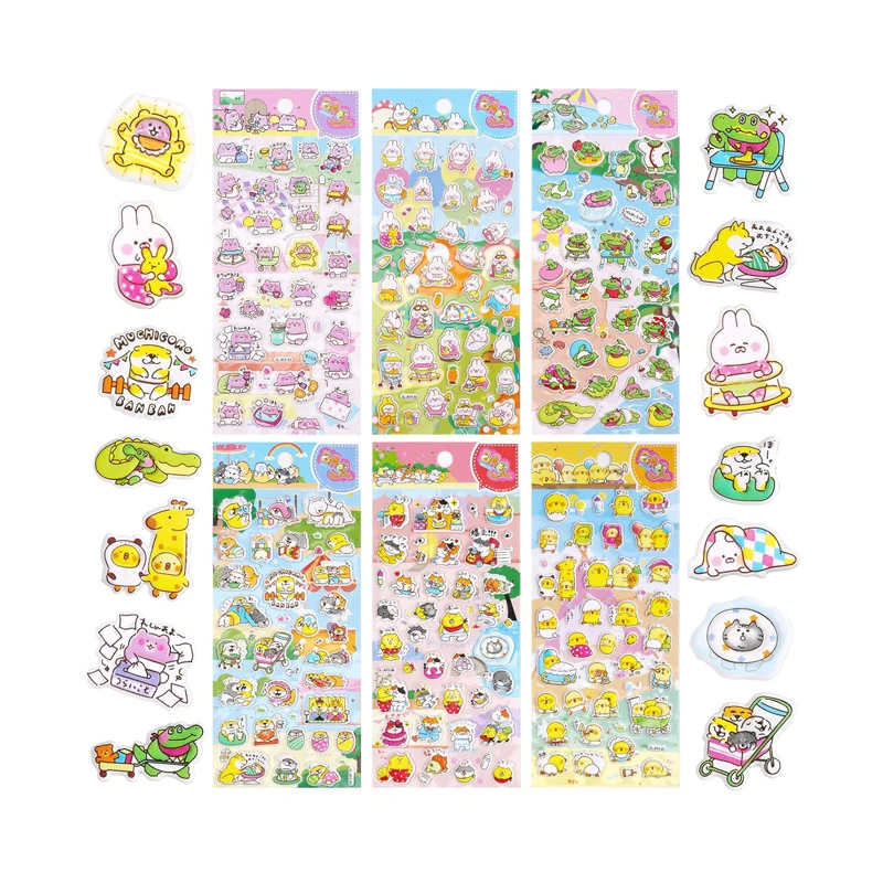 Customized wholesale Best Selling Fluffy Cartoon Anime Stickers Kids Colorful Stickers 3D Bubble Stickers