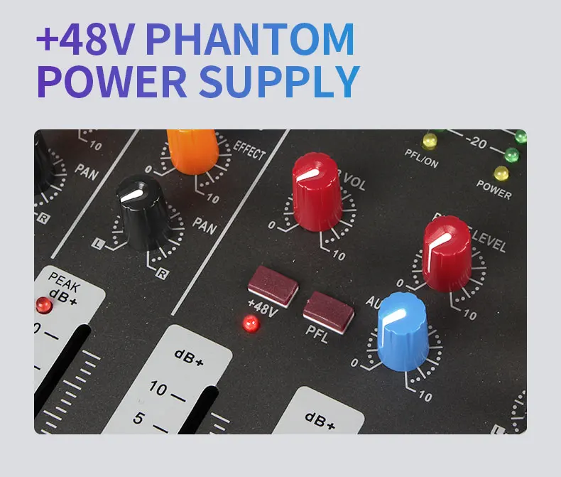 Vietnam Hot Selling factory wholesale bluetooth Console 6 Channel Audio Mixer with USB and Monitoring Function