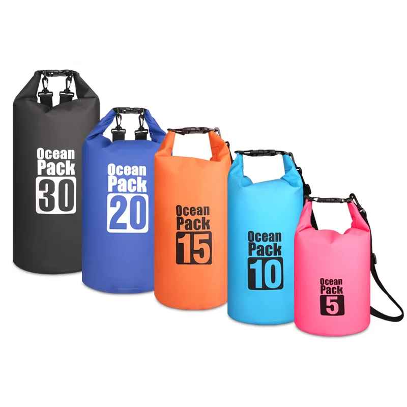 30L Waterproof Swimming Bag Dry Sack Double Straps 500D PVC Floating Dry Gear Bags Boating Fishing Rafting Swimming Sack Pouch