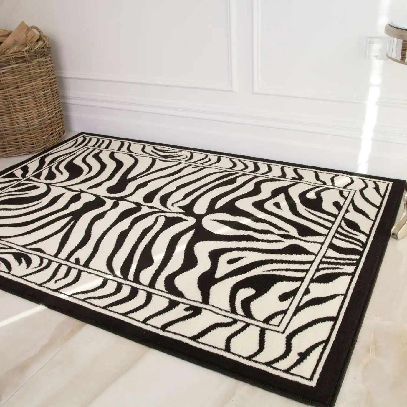 striped carpet home decorative animal printed floor runners zebra pattern vintage Square Door Mat non-slip vortex illusion rug