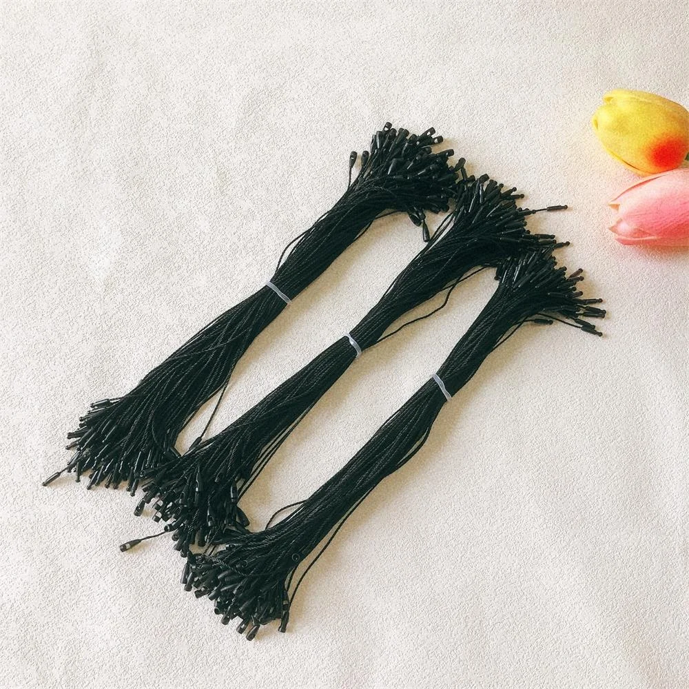 Clothing accessory polyester biodegradable hangtag BulletHead black string knotting