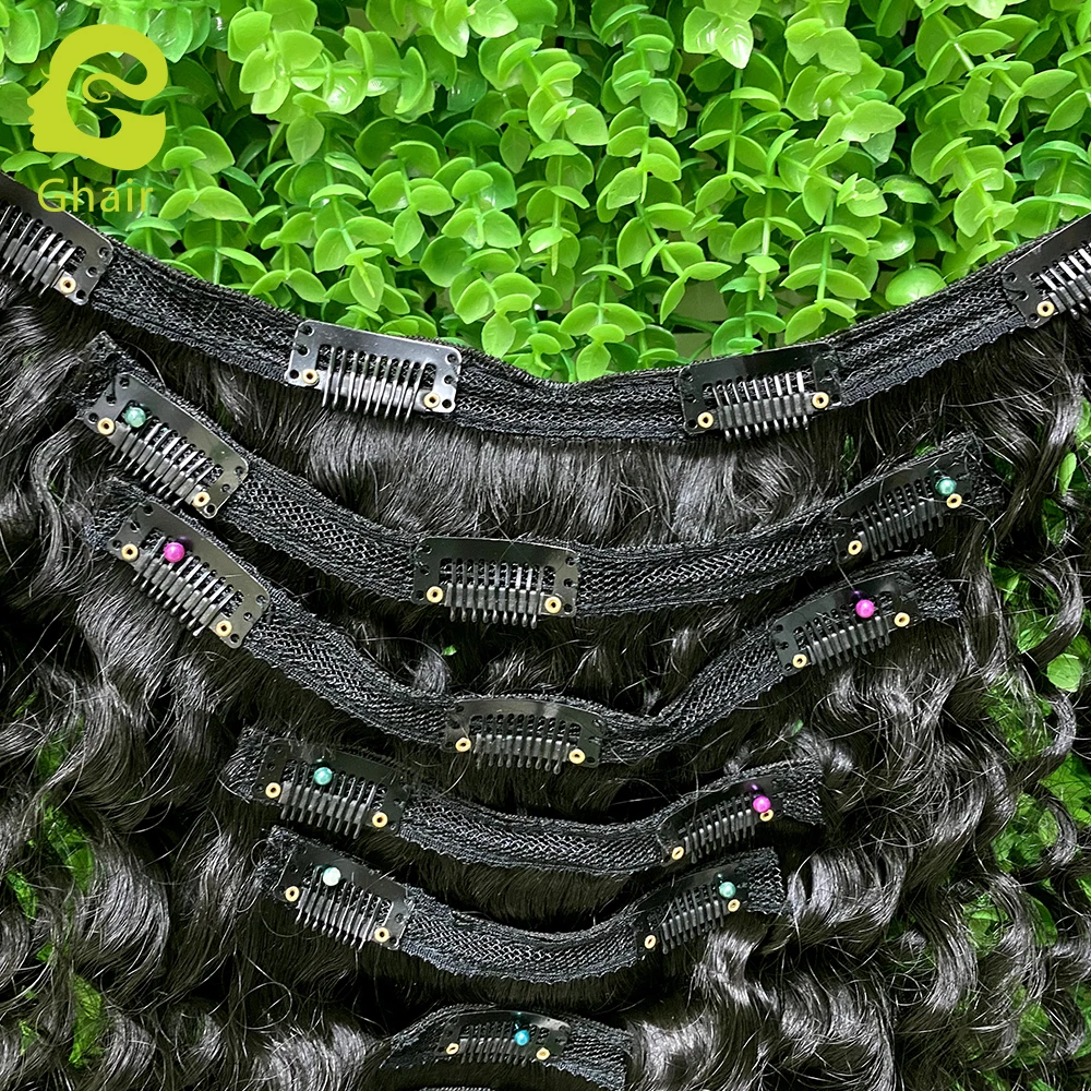 
Ghair Factory 100% Human Hair Clip In Hair Extension Seamless Indian Clip In Hair Extension Single Drawn 150Gram 7pcs/17clips 