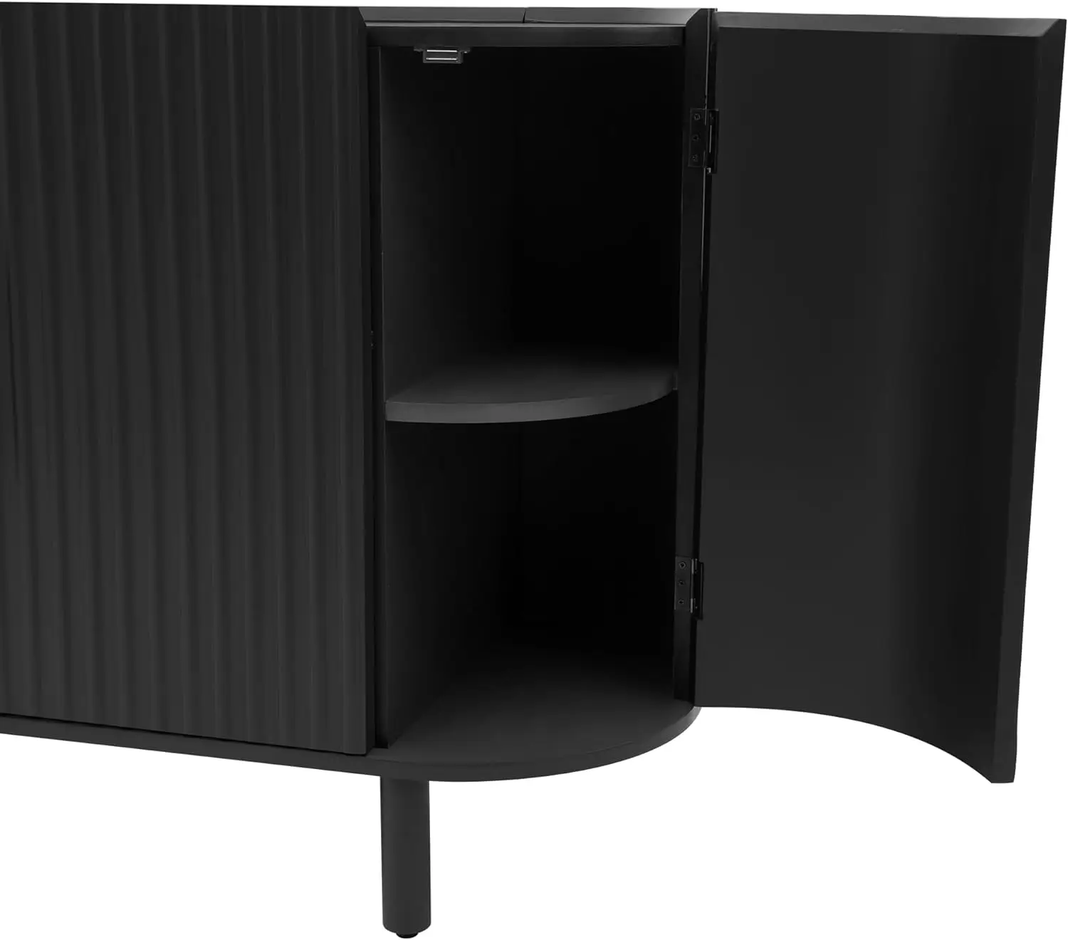 Luxury Modern Sideboard with Unique Curved Design Wooden Display Storage Cabinet with Adjustable Shelf for Living Room