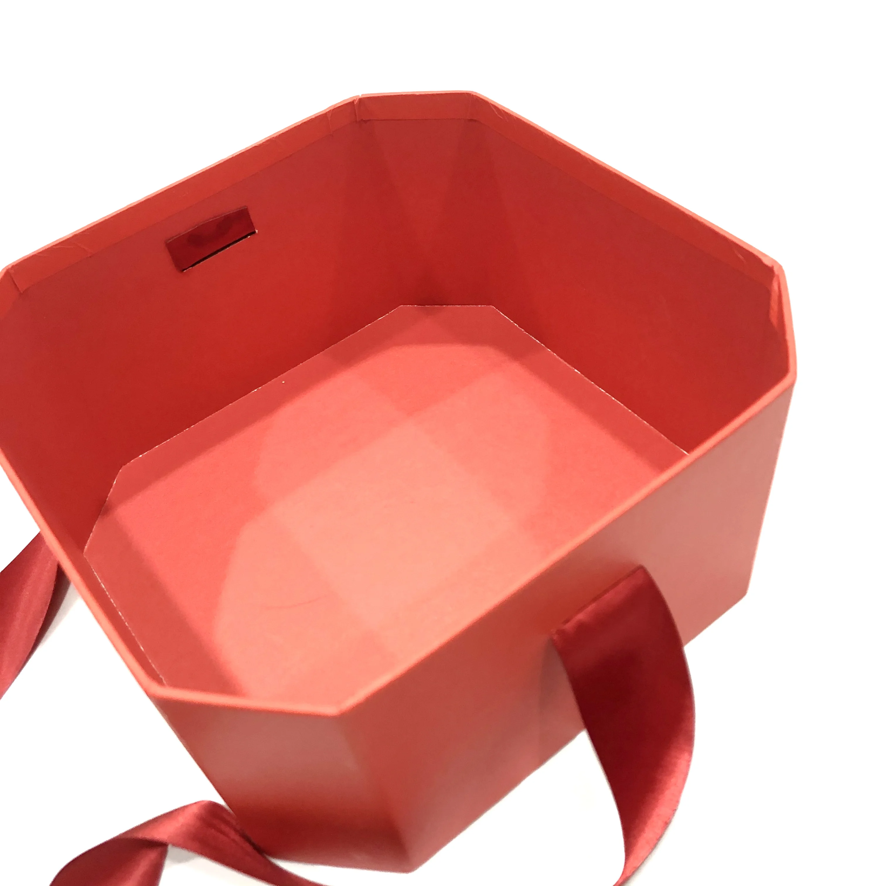 Printing gift paper boxes wholesale cardboard flower gift box customized with red color ribbon closure and window