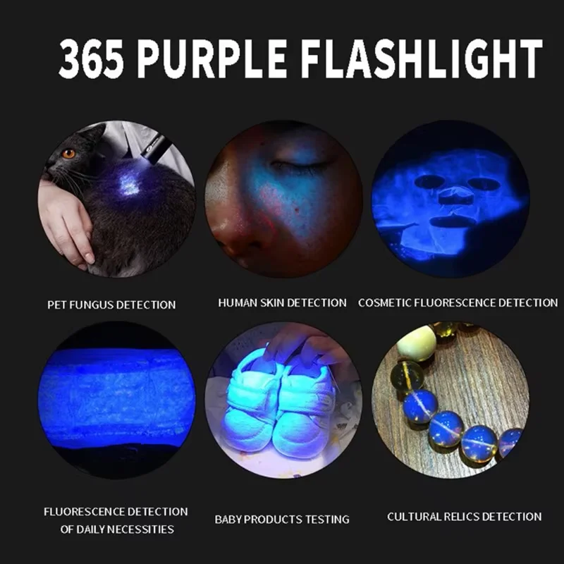 Black Filter AA Battery Powered Small 365nm UV Lights Portable Mini Black Light Flashlight Detector Ultraviolet Flashlight