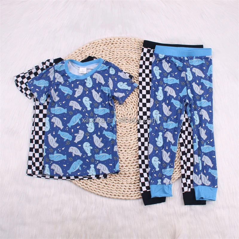 Wholesale Bamboo Pajamas Suit Casual Kids Pajamas Kids Pajamas Bamboo Baby Boys Clothing Sets