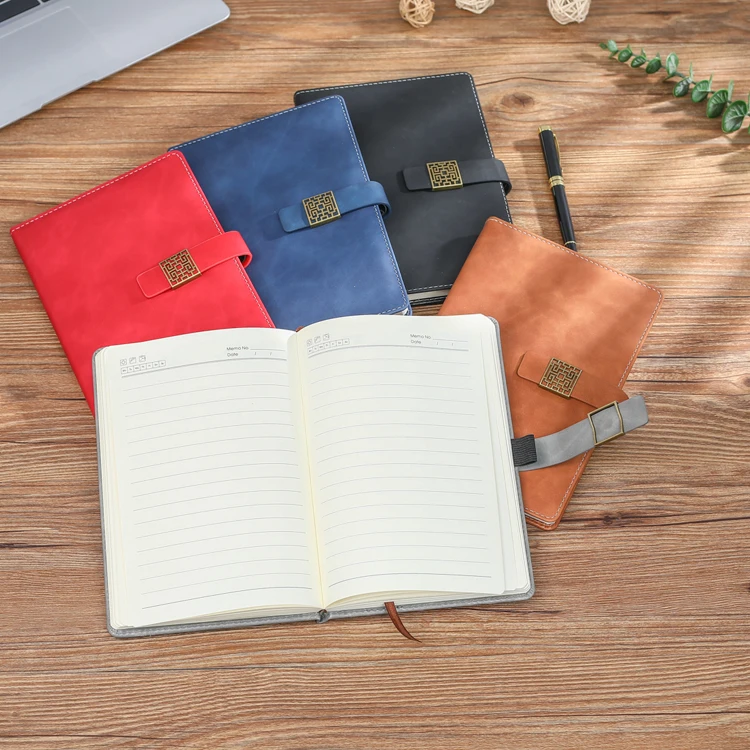 Fashion PU leather school stationery cute notebook diary hard cover business office pocket diary with magnetic buckle