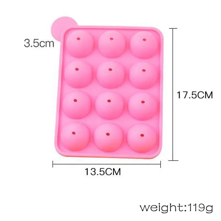 OEM ODM Food Grade 12 cavity molde de silicon round shaped cake lolly maker chocolate candy ice mould silicone lollipop mold