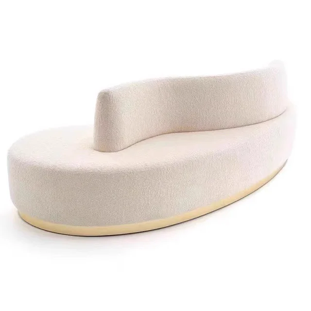 Lambskin curved sofa beauty salon clothing store B&B reception Nordic simple size apartment living room double