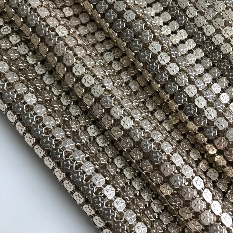 Electroplated Aluminum Mesh Metal Dress Bags Clothing Accessories Metallic Sequin Mesh Fabrics for nightclub
