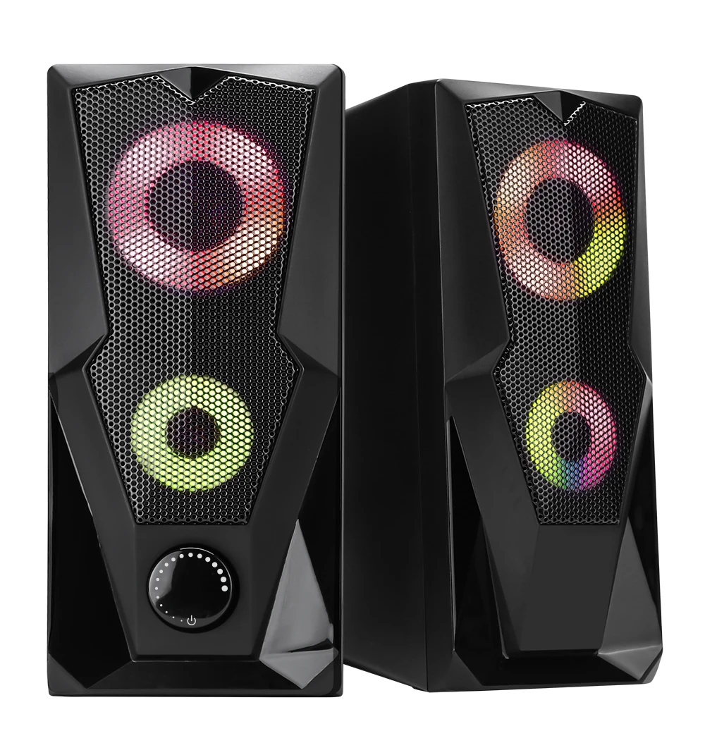 Factory price high quality gaming speaker OEM 2.0 Usb Gaming Rgb Plastic Speaker With 7 Colors Led Light pc speaker
