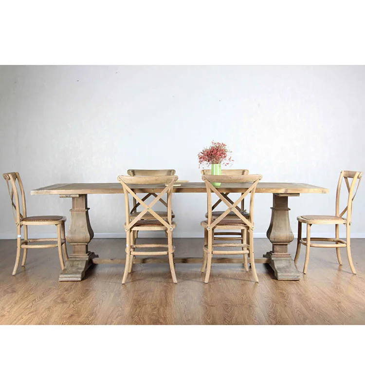 MRS WOODS French Antique rustic Style Reclaimed Wood Dining Table