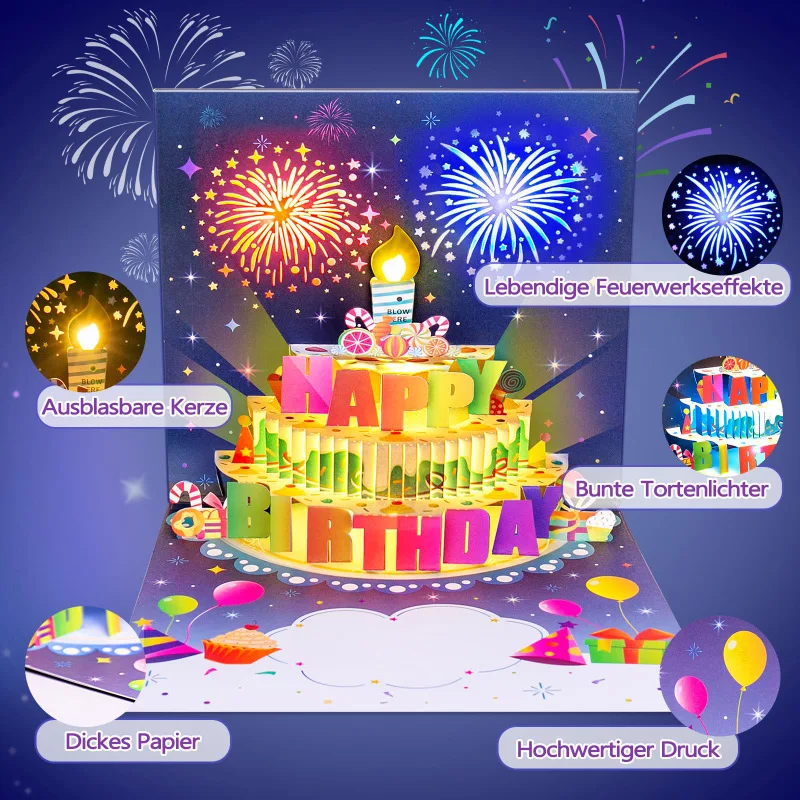 Latest designs for holiday greeting cards Stereo with sound and light creative Birthday Christmas Halloween Wedding cards