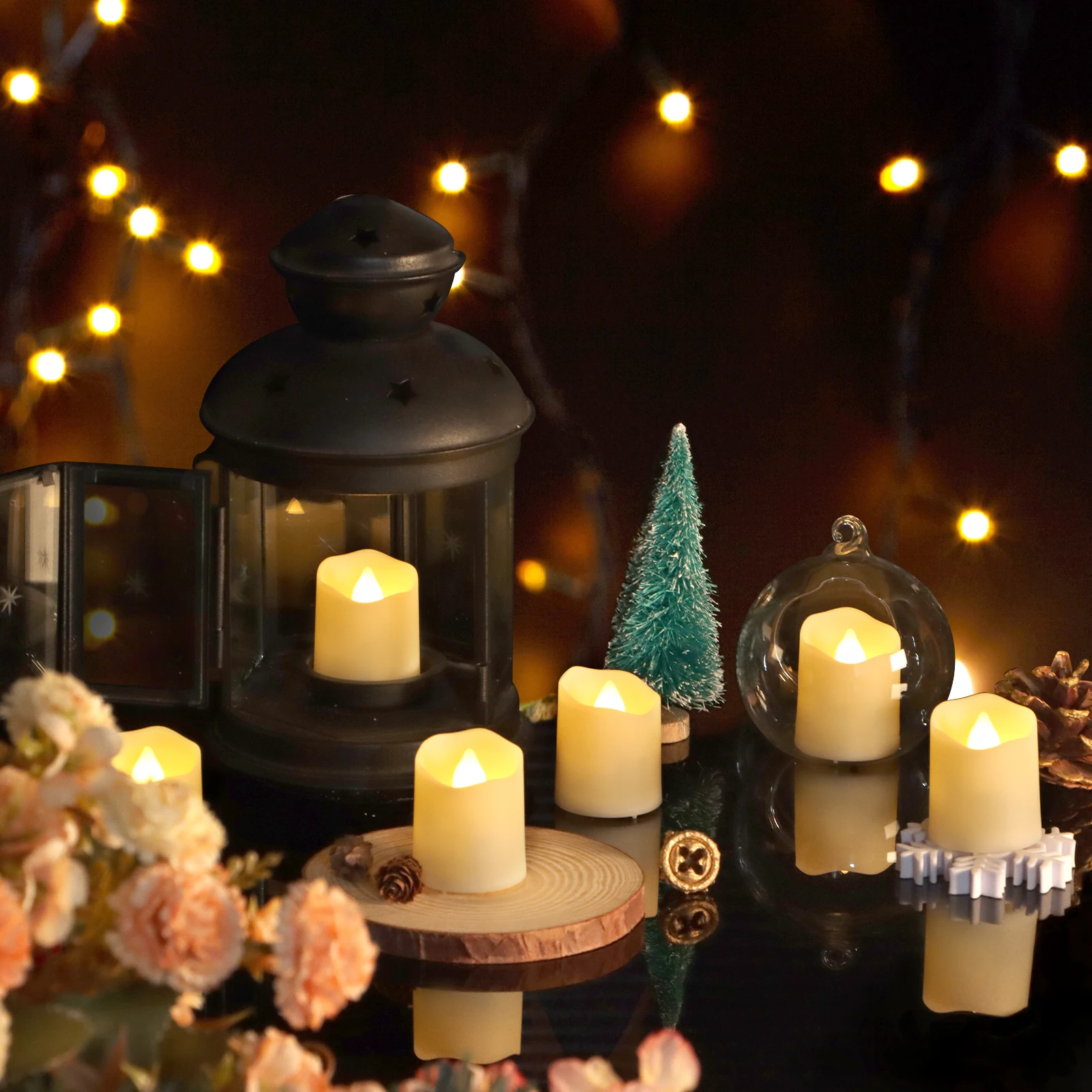 Rechargeable LED Candles Flickering Flameless Tea Lights with Adjustable Brightness for Restaurant Tables