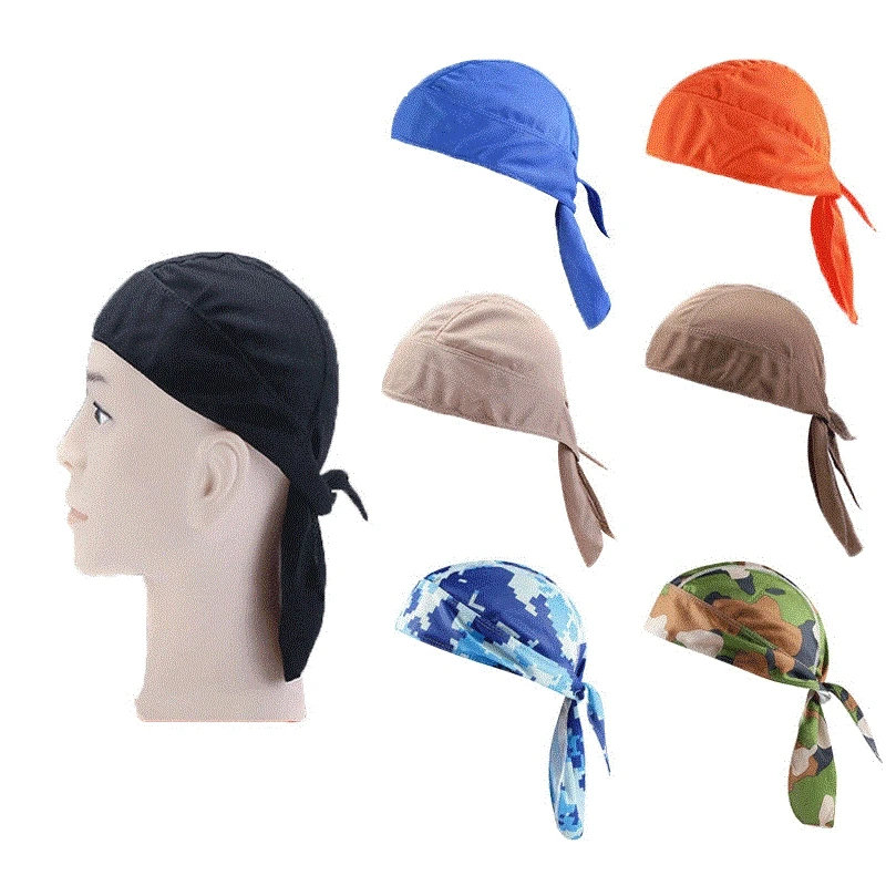 Wholesale Polyester Do Rags Adjustable Sweat Wicking Pirate Hat Skull Cap Sports Quick Dry Headband Durag For Men Women