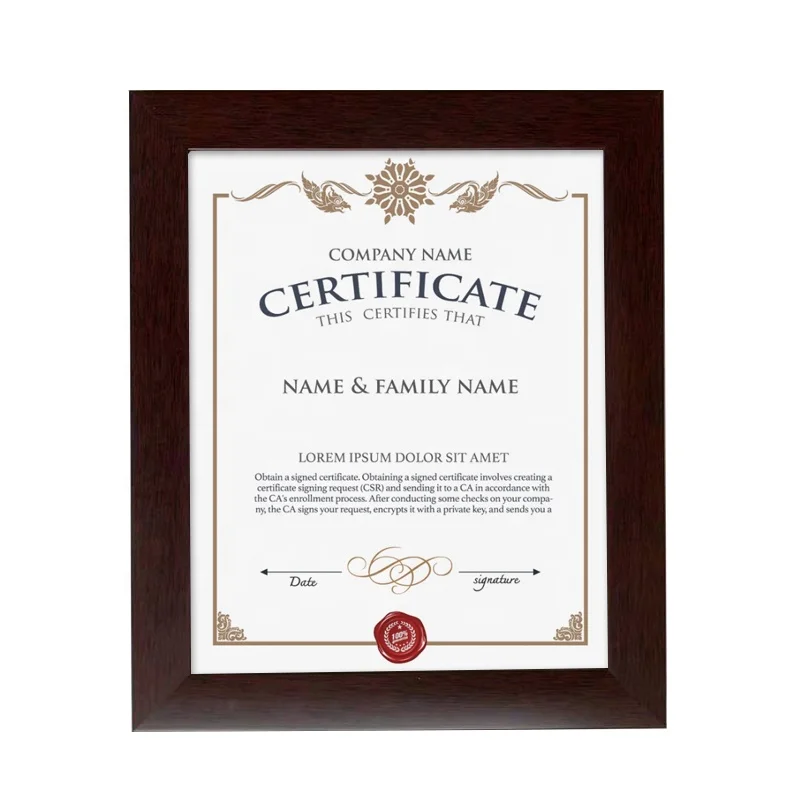Brown Wood Crafts Photo Frame Certificate Diploma A4 Certification ps photo Frame
