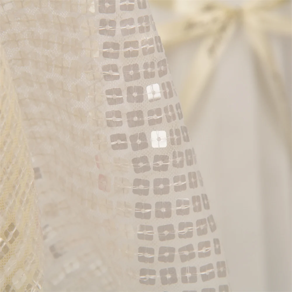 soft polyester embroidery fabric, india sequin dress fabric/