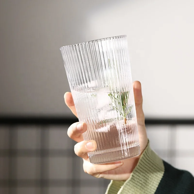 Ins 220ml Heat Resistant Clear Phnom Penh Vertical Stripes Water Glass Cup Milk Cup Mug