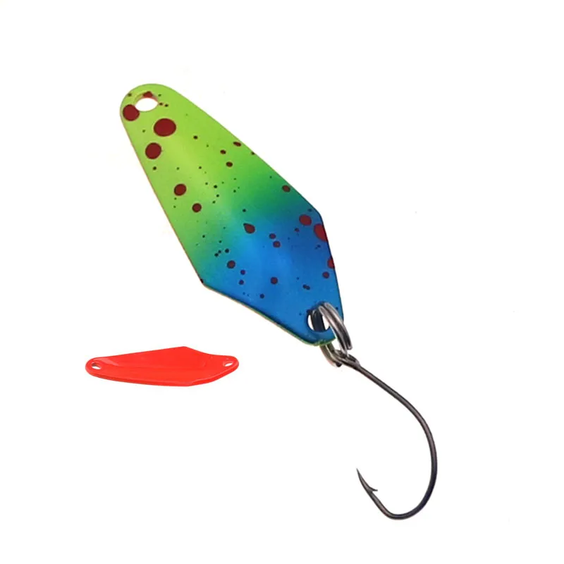 Trout Fishing Spoon With Single Hook 2.3g Casting Metal Spoon fishing spinner bait two-side color
