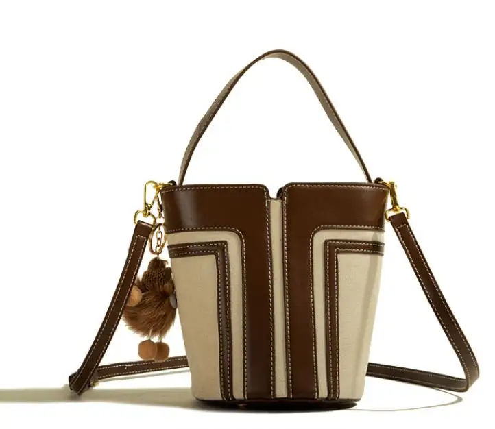 2024 Alibaba wholesale luxury woman PU handbags bucket strap, new spring design fashion leather bucket handbags online shopping