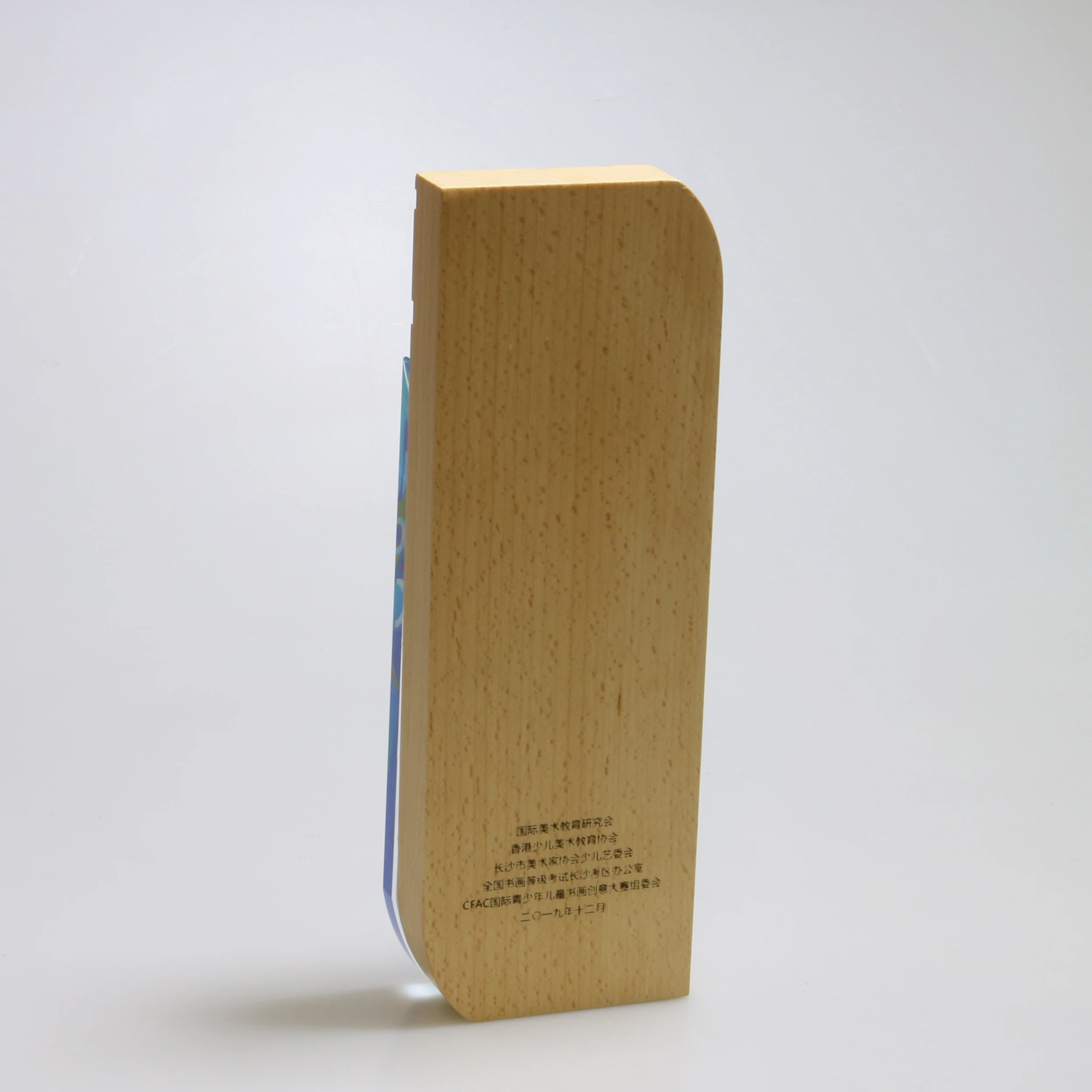 Custom Wood Souvenirs Award Plaque Tree Pattern Block Crystal Wooden Trophy Religious Style Sports Medal Engraved Design