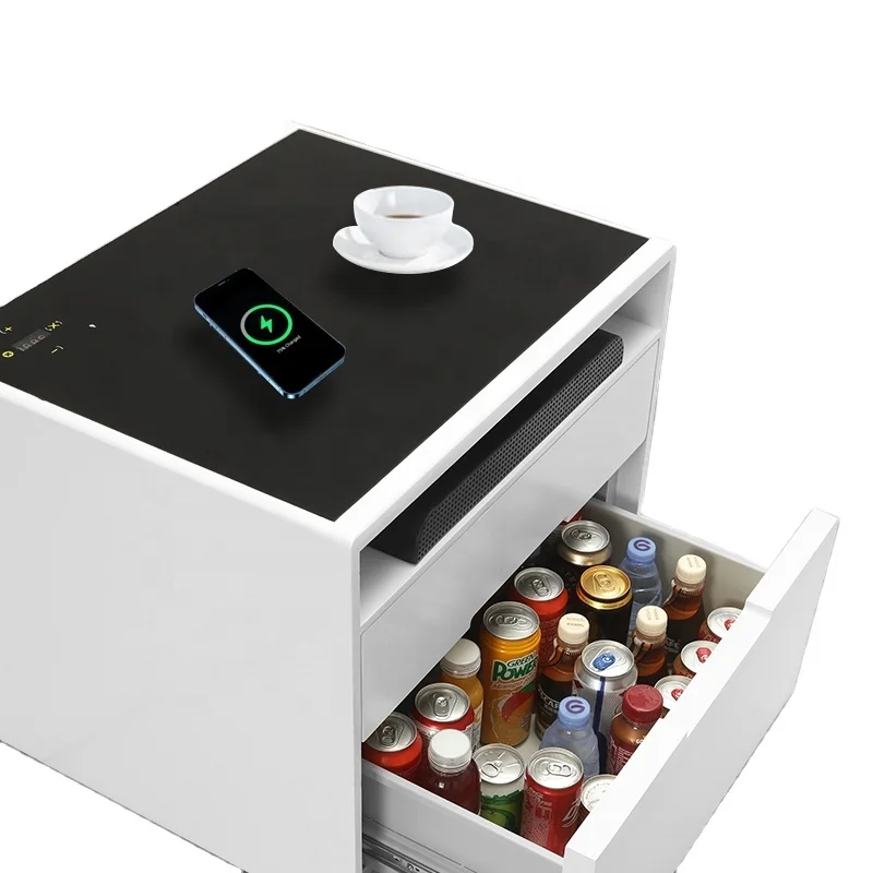 semra smart table bed side wireless charging bedside table charger with speakers and fridge