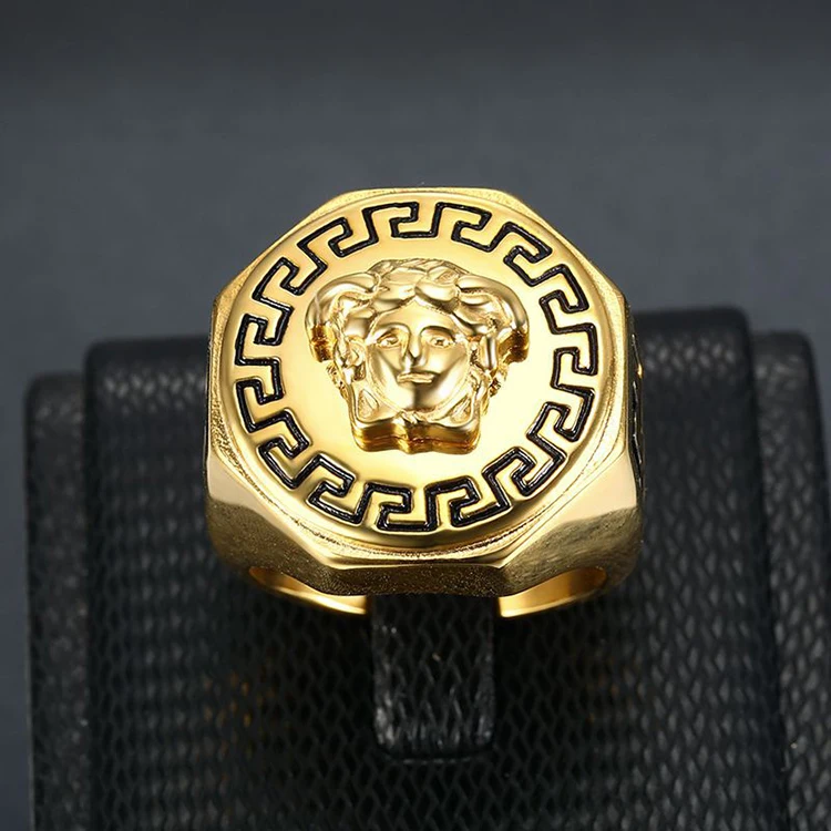 
Hip Hop Stainless Steel 18k Gold Plated Ring Jewelry Designs for Men 