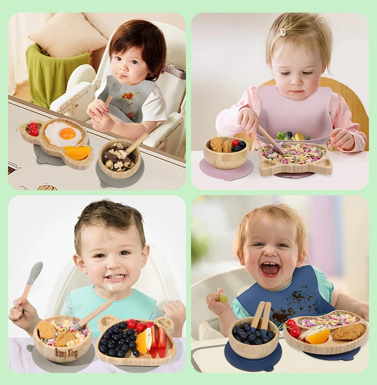 Детская деревянная тарелка для