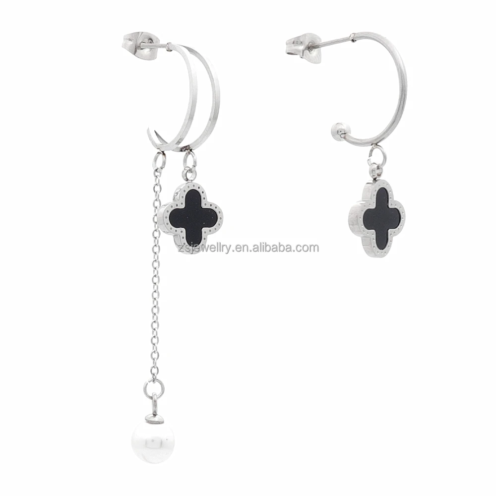 Fashion Chain Earring Shell Design Silver Plated Clover Pearl Girl Drop Stone Bride Designs Earrings