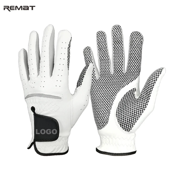 Customized Logo Cabretta Leather Golf Gloves Grain Non Slip Golfer Left and Right Glove
